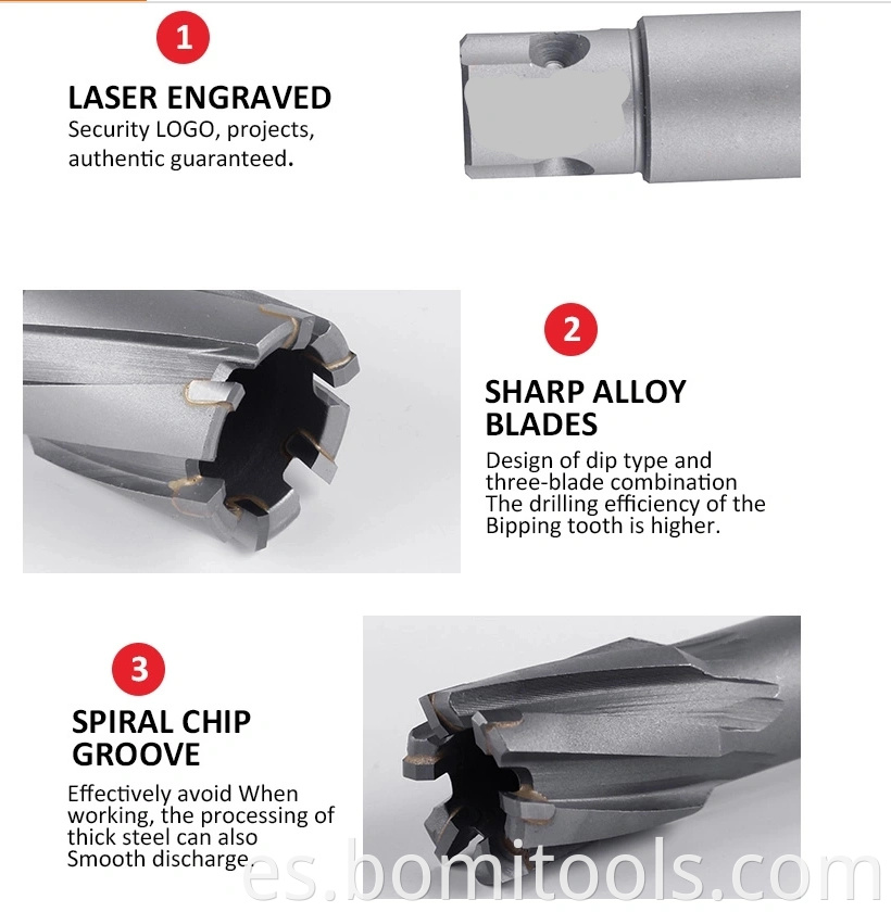 Liquidación HSS Factory Tool Cortador anular Tct personalizado Broca magnética de vástago universal